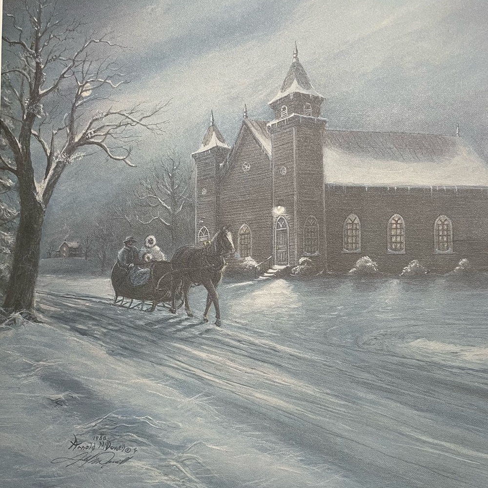 Arnold McDowell print,”Going Home”. Found this hidden beneath another painting.